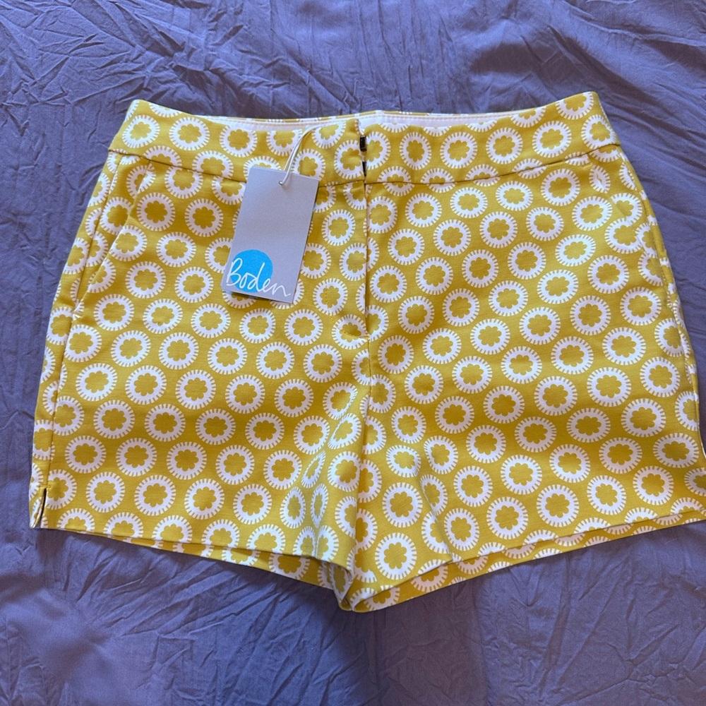 New Boden Yellow Floral Patterned Shorts